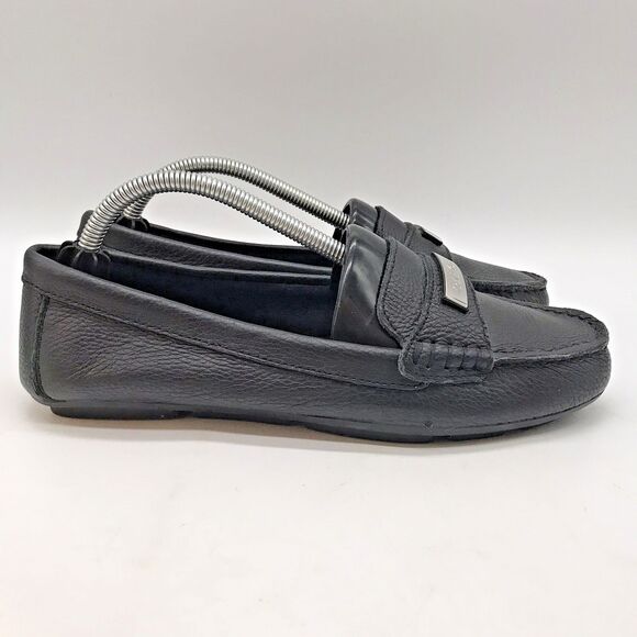 Calvin Klein Leta Slip On Loafers Women's 6.5 Black Pebbled Leather Flats Shoes - Picture 1 of 12